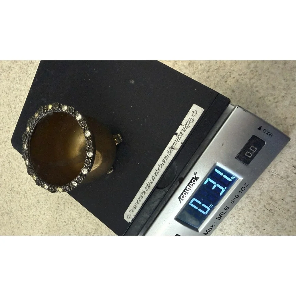Vintage‎ Gold Tone Rhinestone Footed Vanity Cup Planter Glam Decor